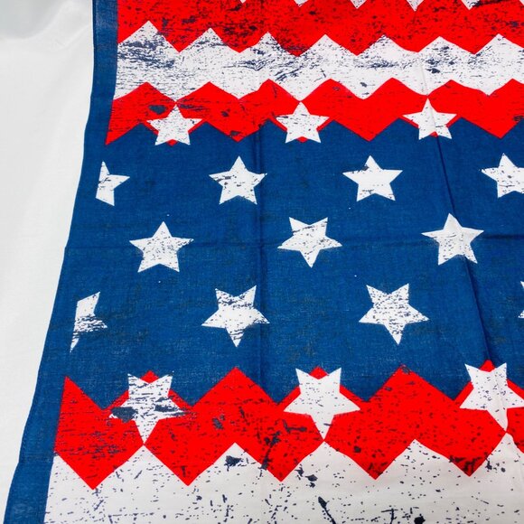 Patriotic Red White & Blue Bandana 100% Cotton Stars & Zigzag Print  Square - Picture 6 of 12